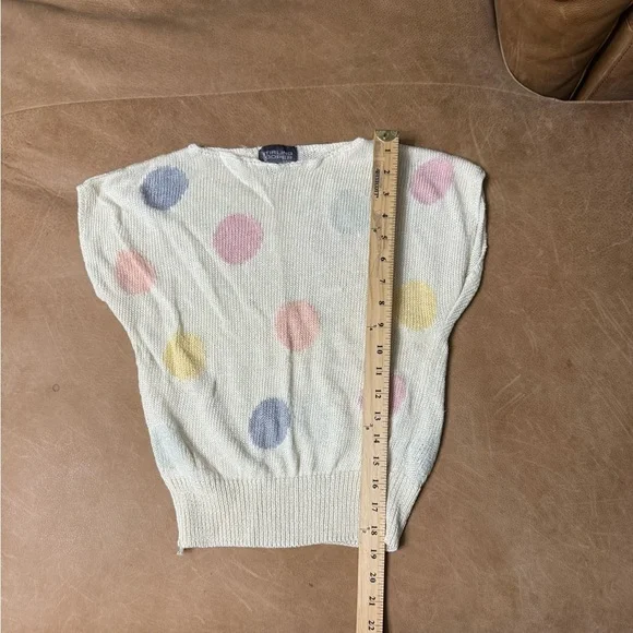 Vintage 80s Stirling Cooper Polka Dot Short Sleeve Sweater Women’s Size 6/7 - Picture 2 of 7